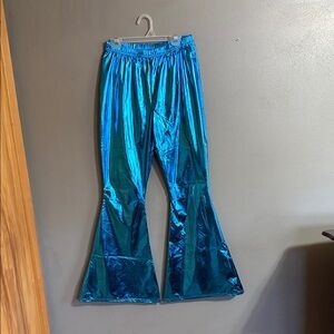 Kids Shiny Blue Flared Pants